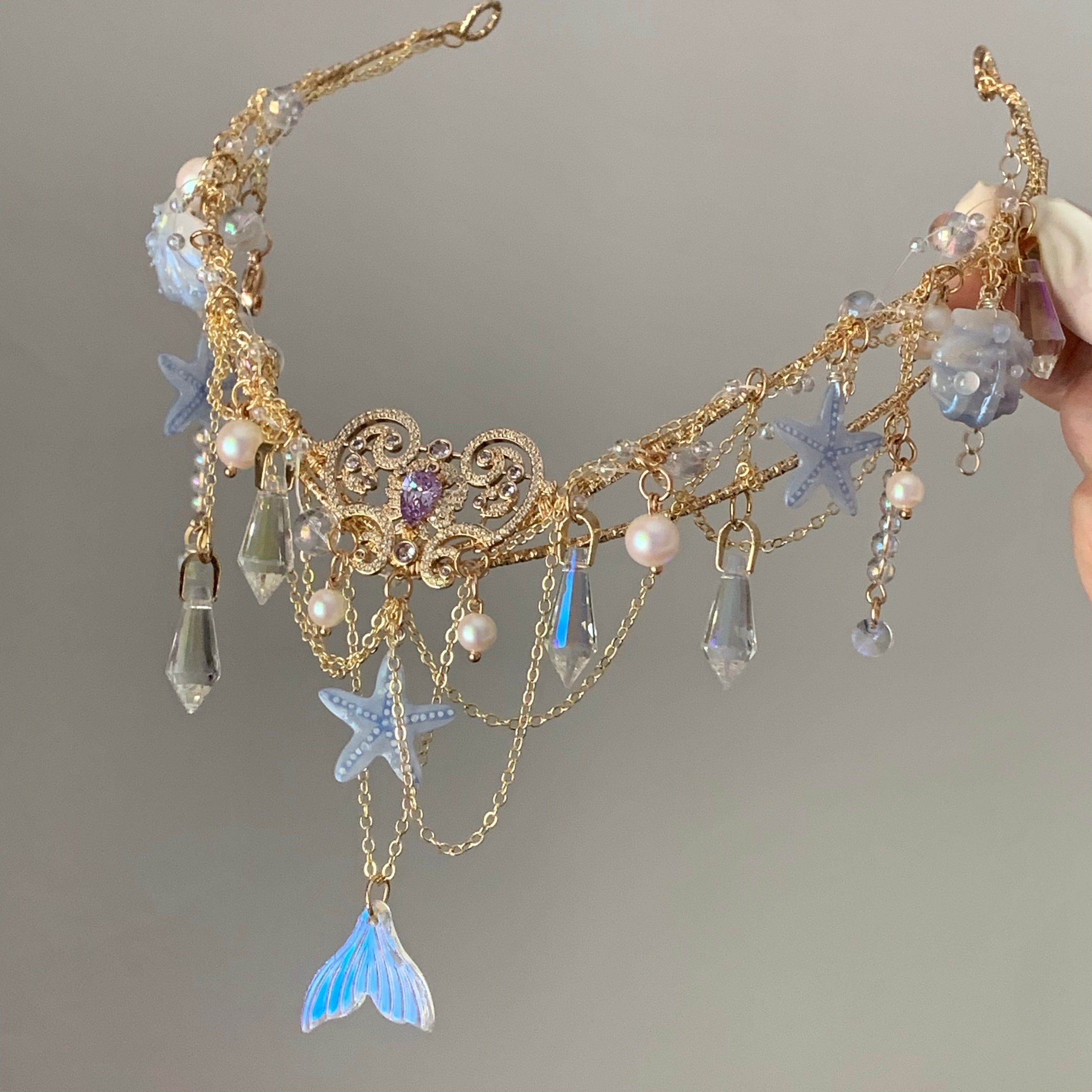 Blue Shell Necklace Hairband