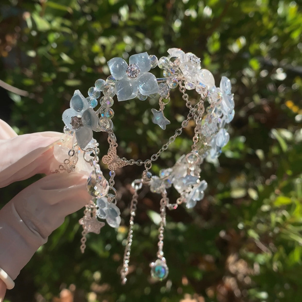Silver Blue Hydrangea Bracelet