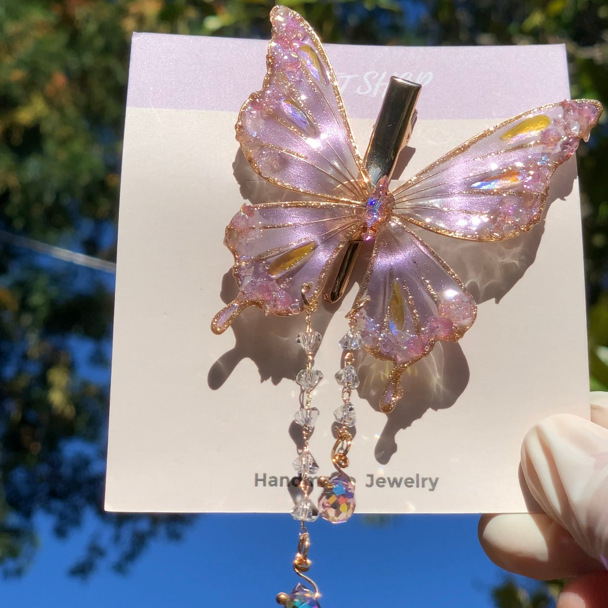 Wire-Wrapped Resin Butterfly Clip