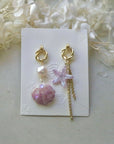 Asymmetric Purple Shell Earrings