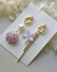 Asymmetric Purple Shell Earrings