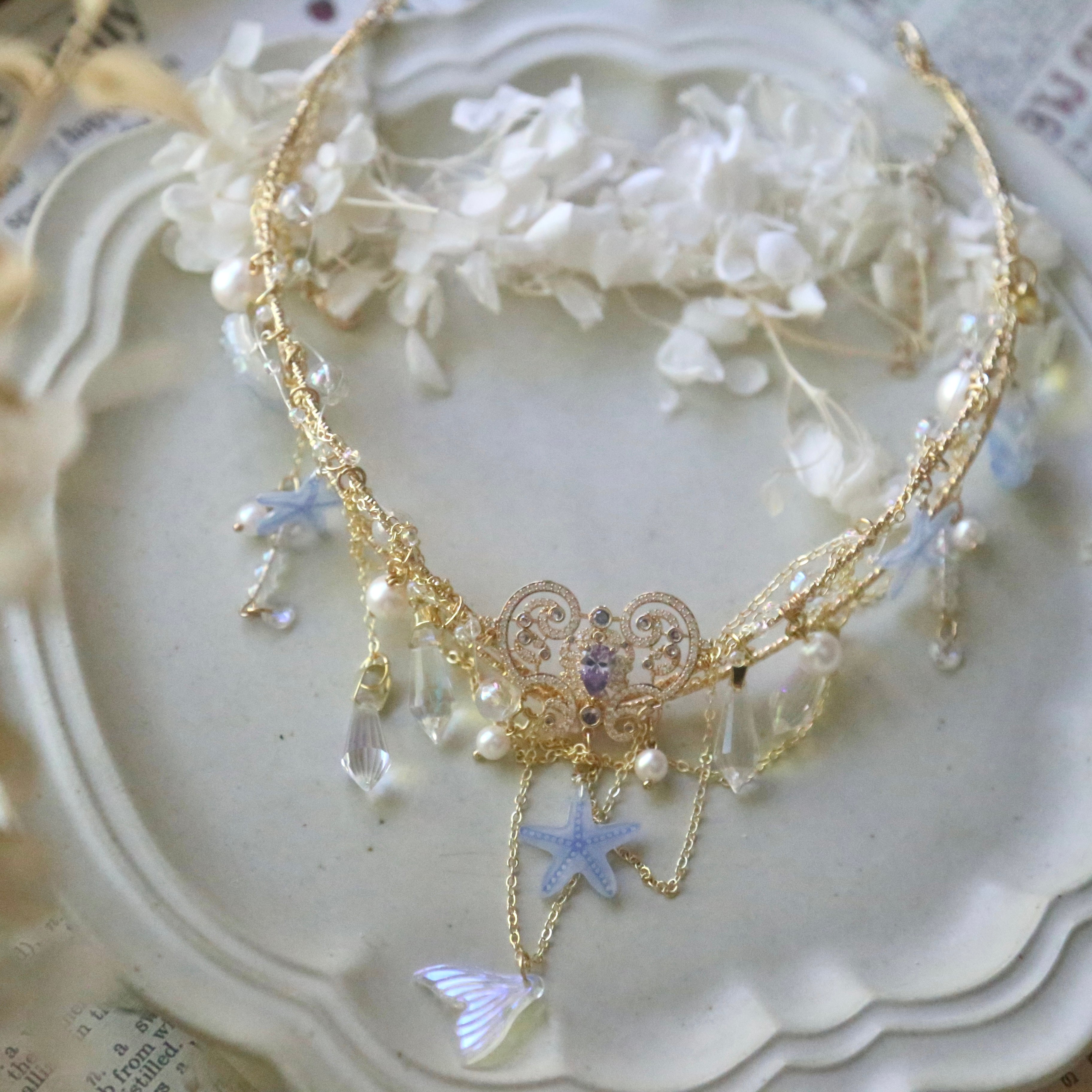 Blue Shell Necklace Hairband