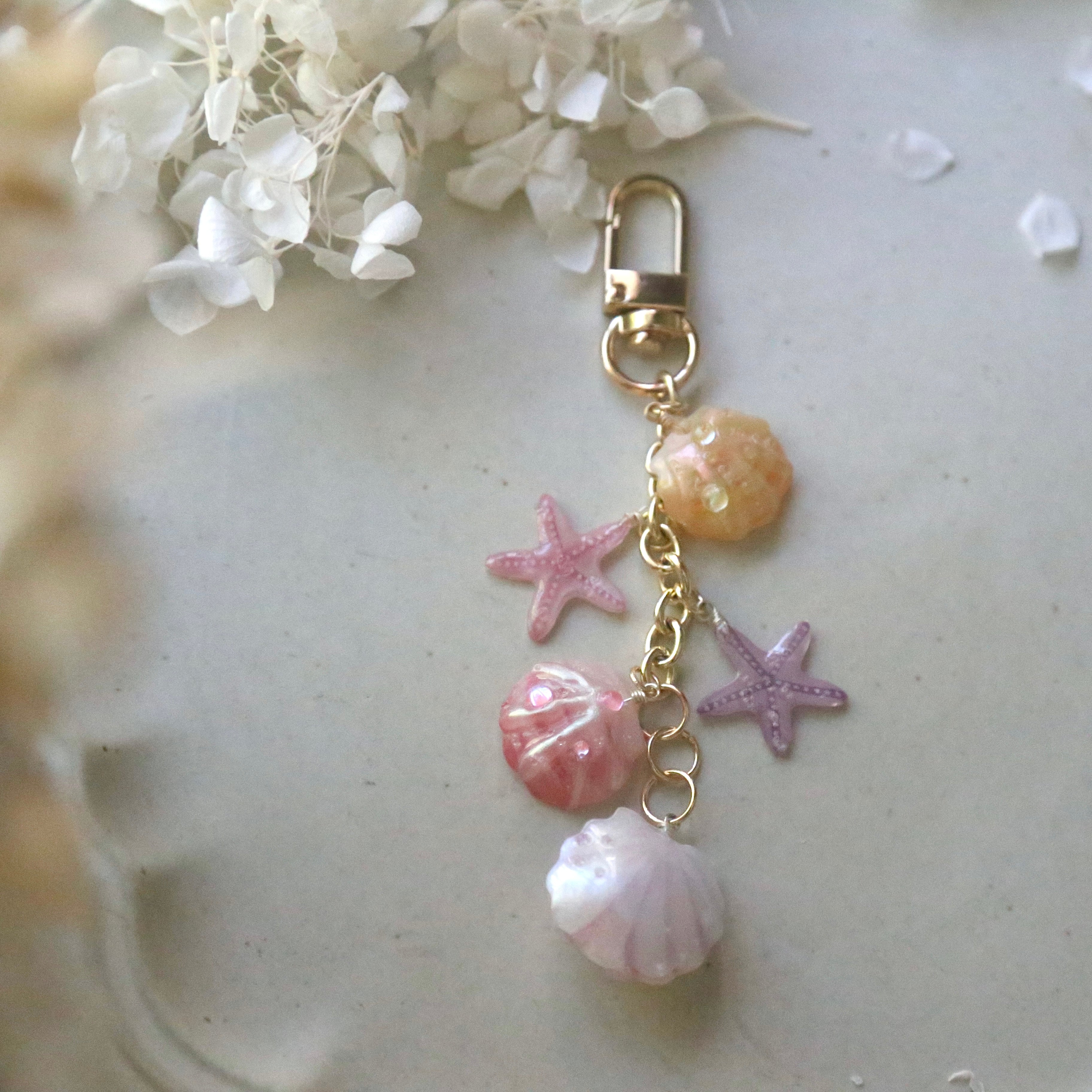 Shell &amp; Starfish Bell Keychain