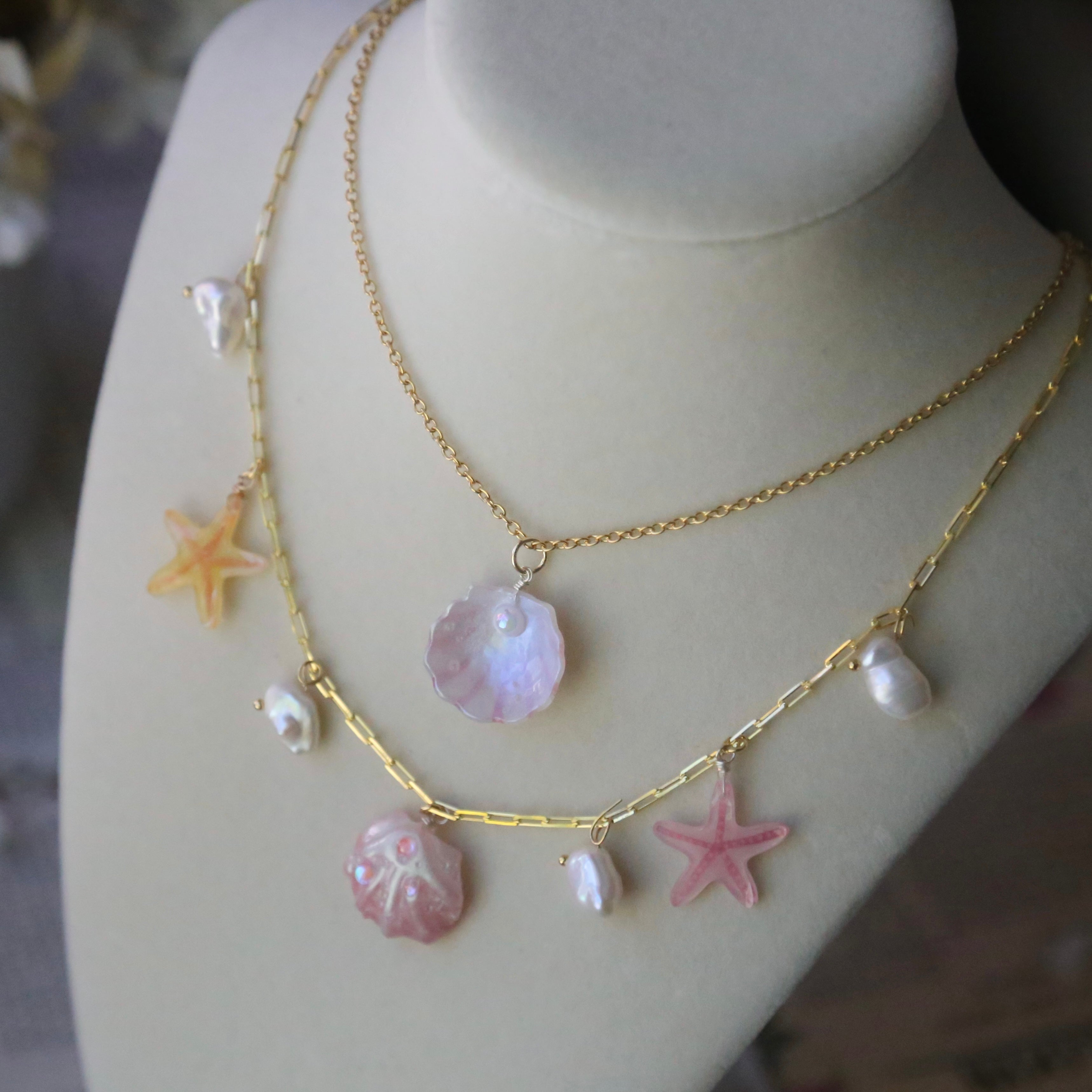Double-Layer Shell &amp; Pearl Necklace