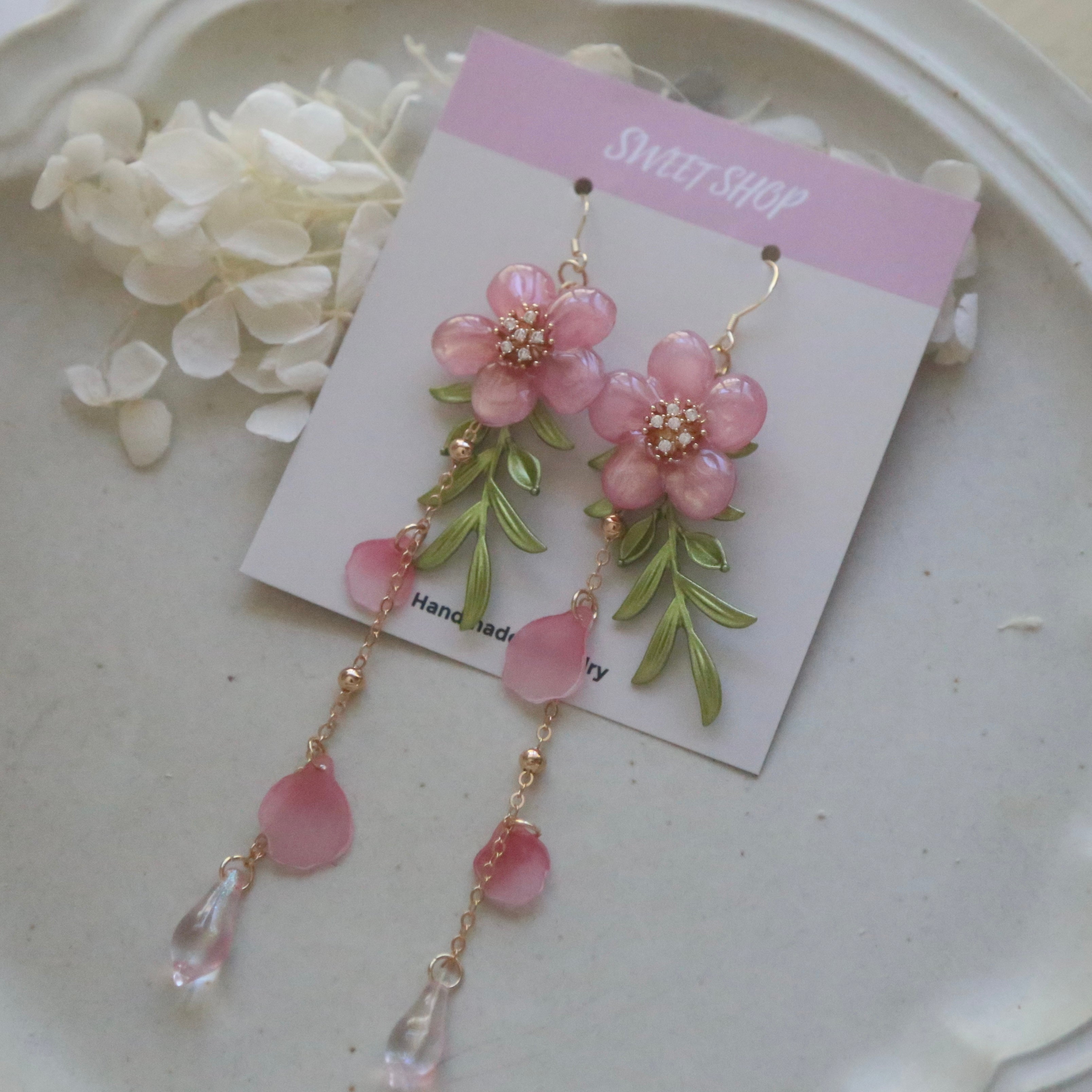 Peach Blossom Tassel Earrings