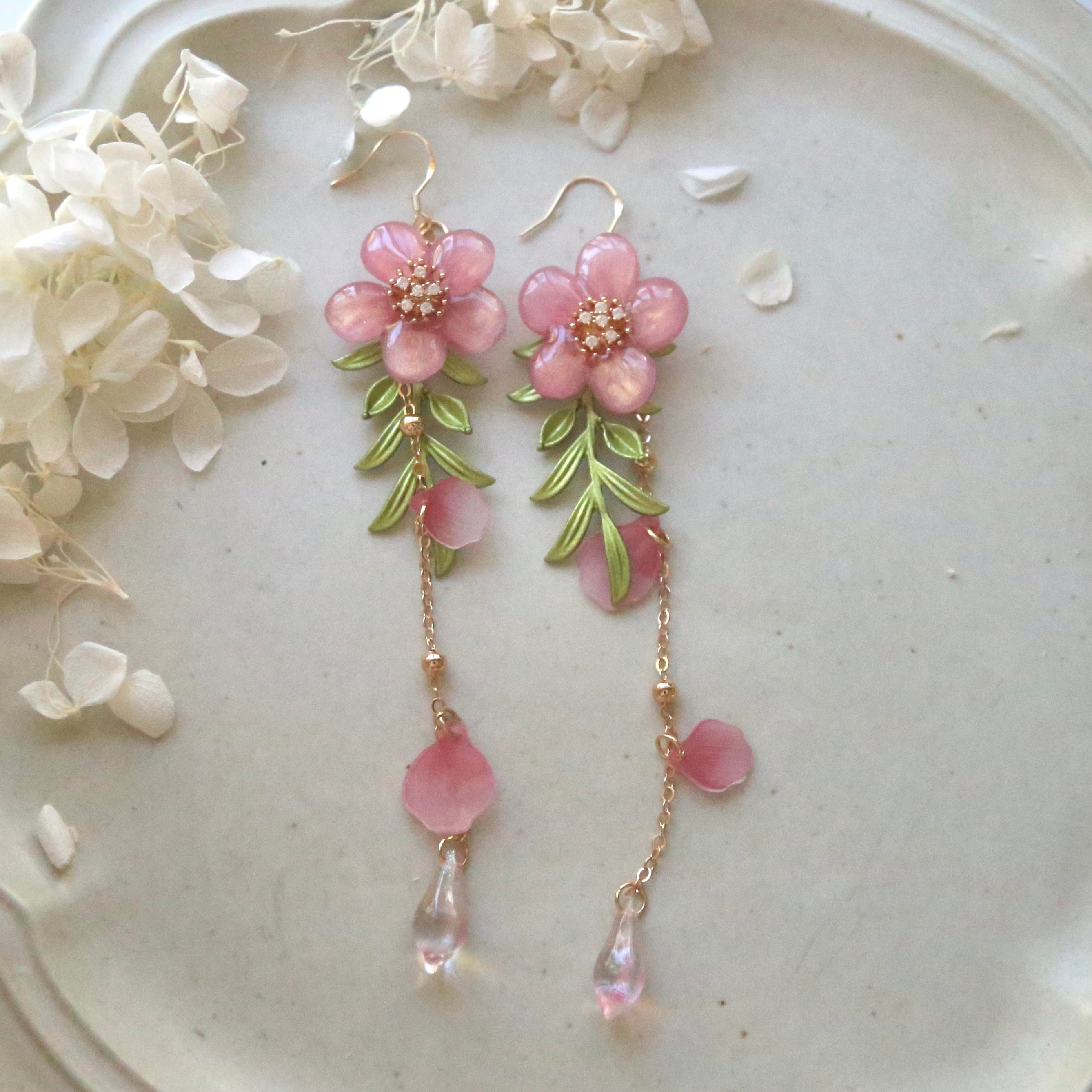 Peach Blossom Tassel Earrings