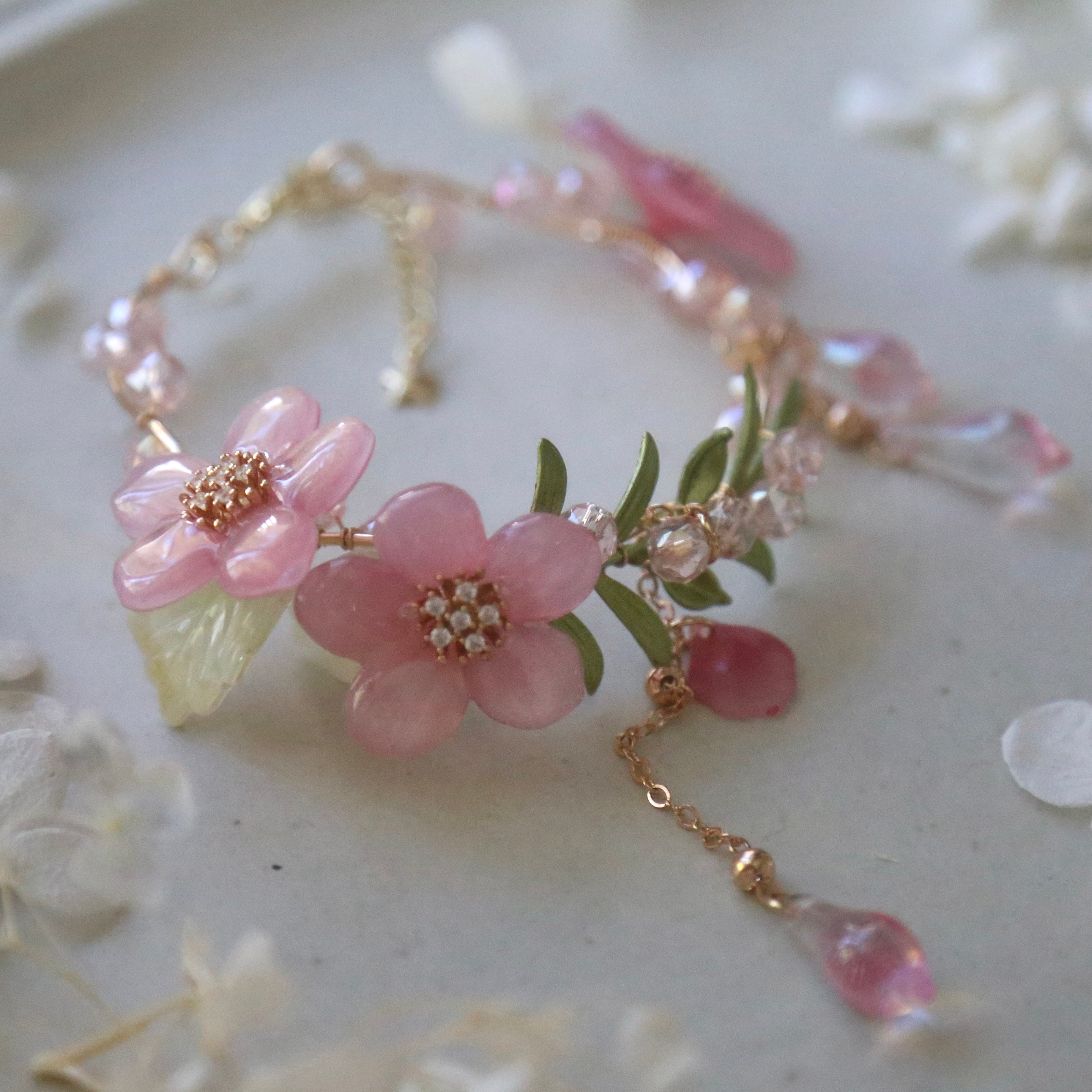 Peach Blossom Tassel Bracelet