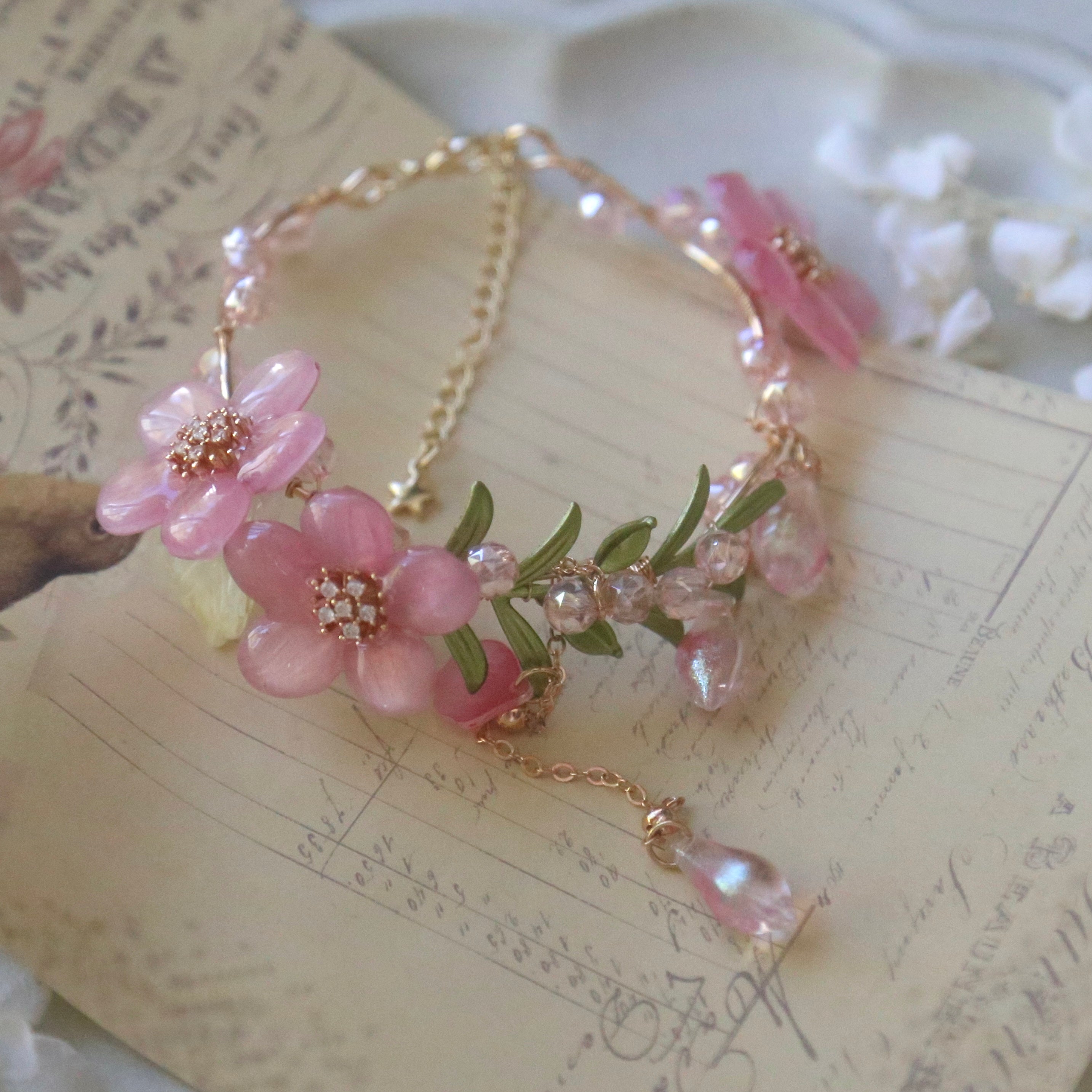 Peach Blossom Tassel Bracelet