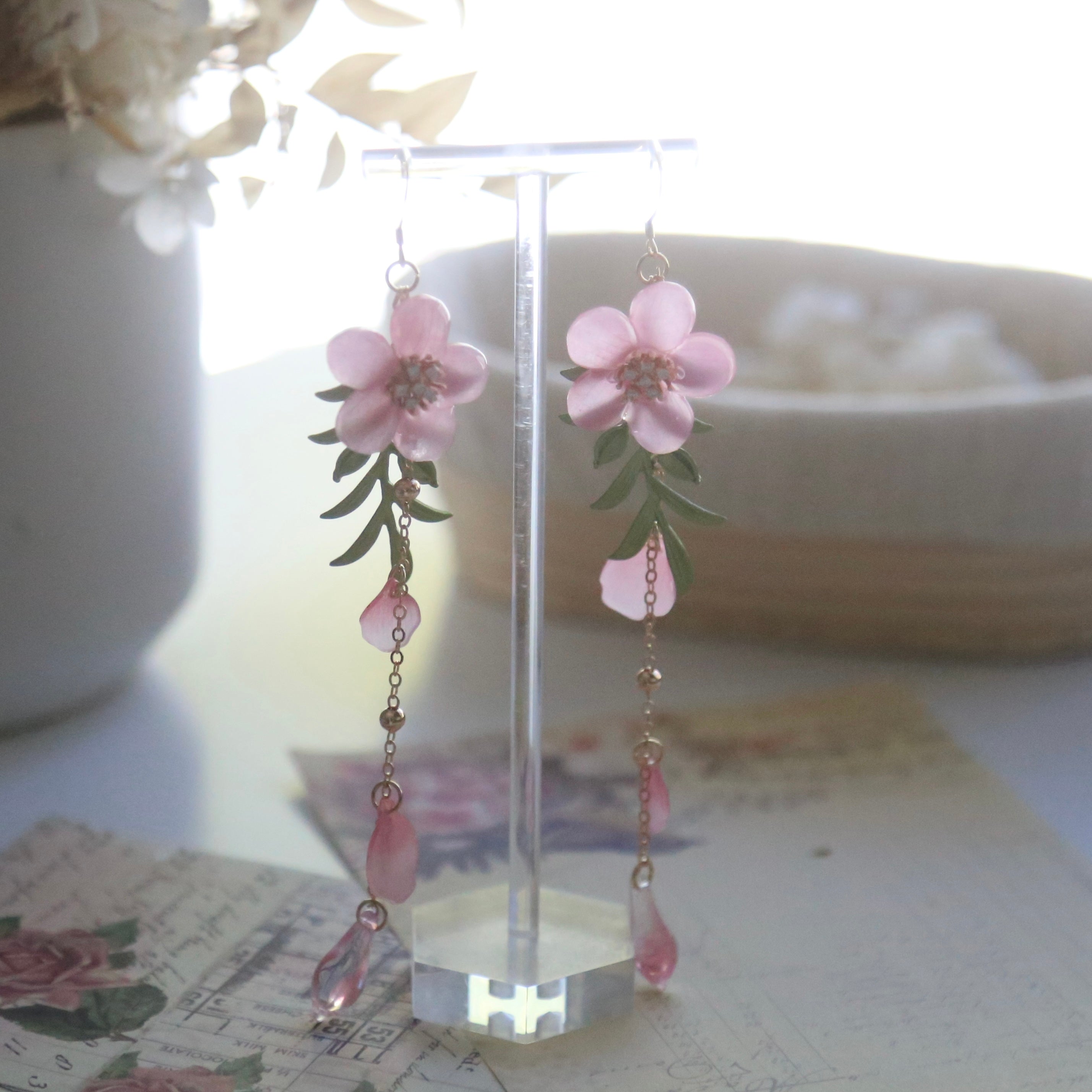 Peach Blossom Tassel Earrings