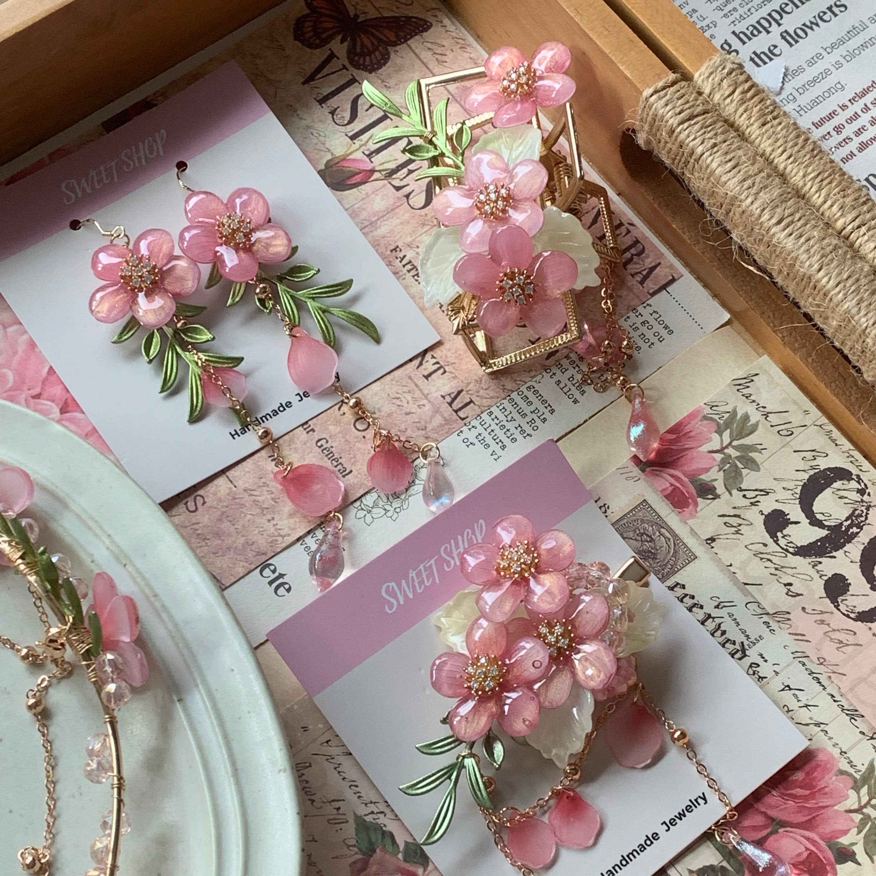 Peach Blossom Tassel Earrings
