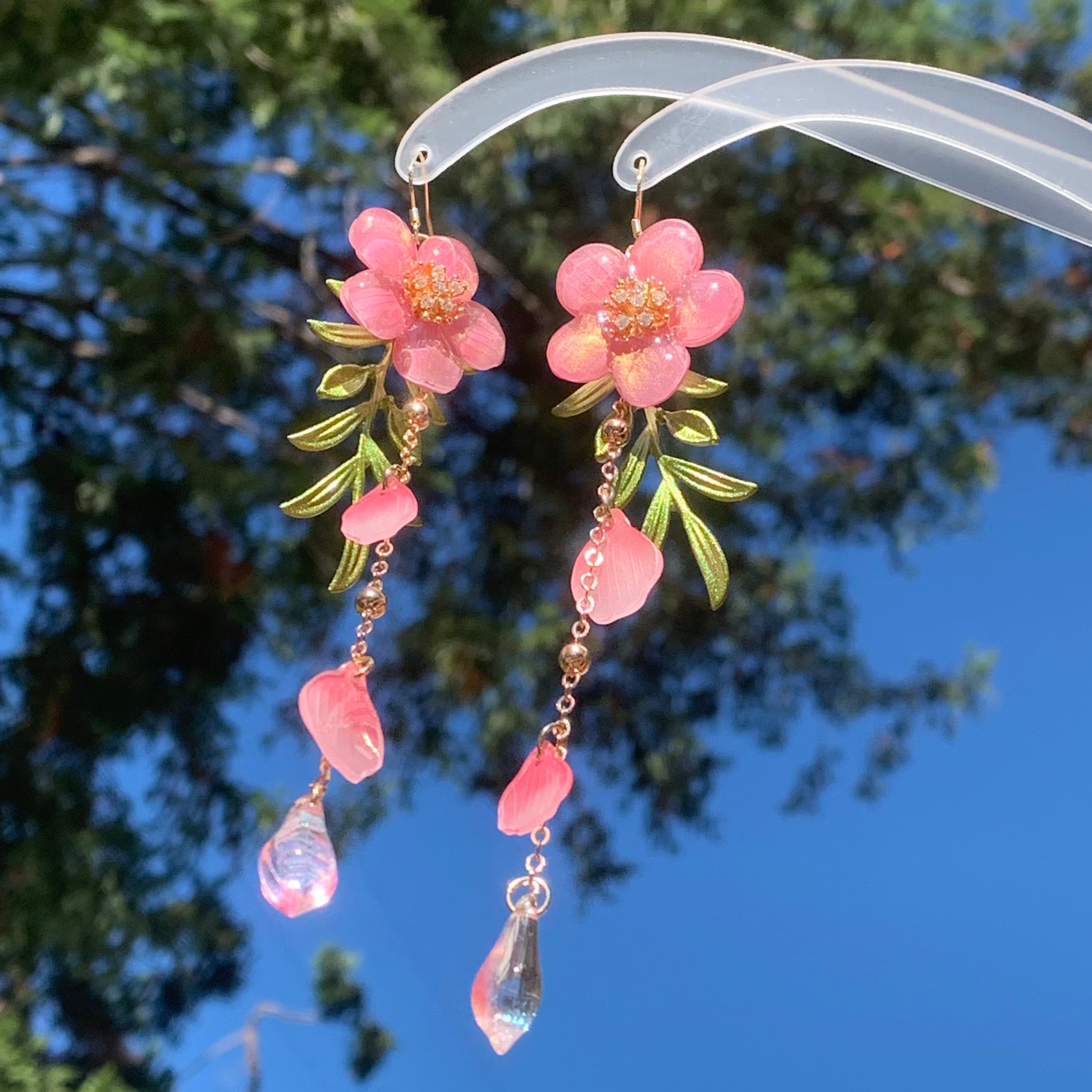 Peach Blossom Tassel Earrings