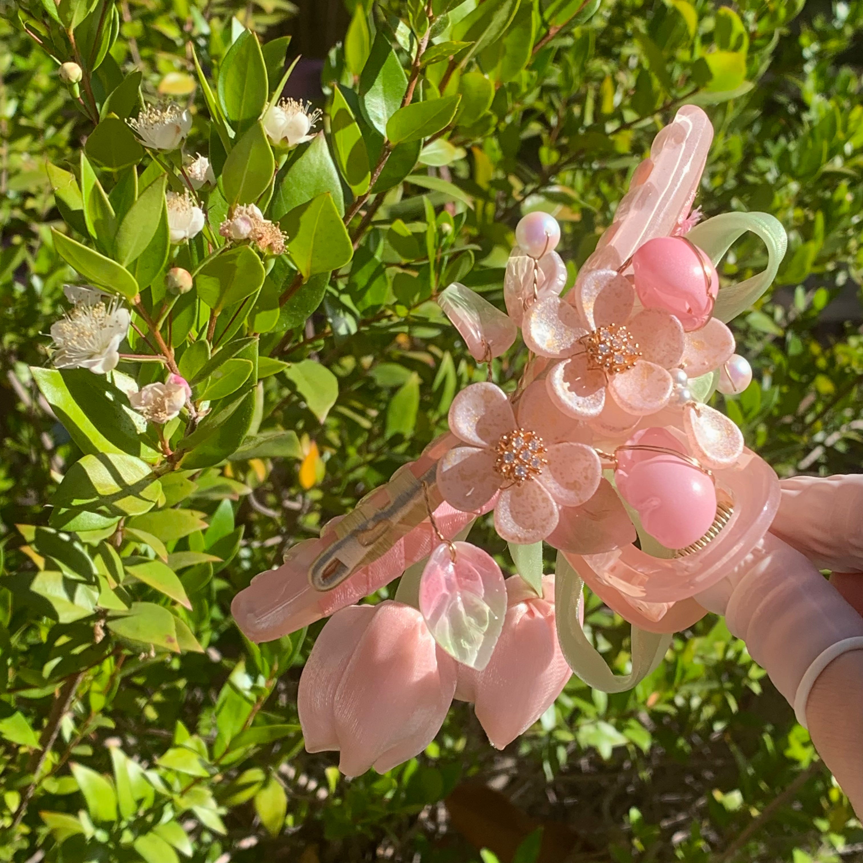 Pink Tulip Bloom Hair Claw