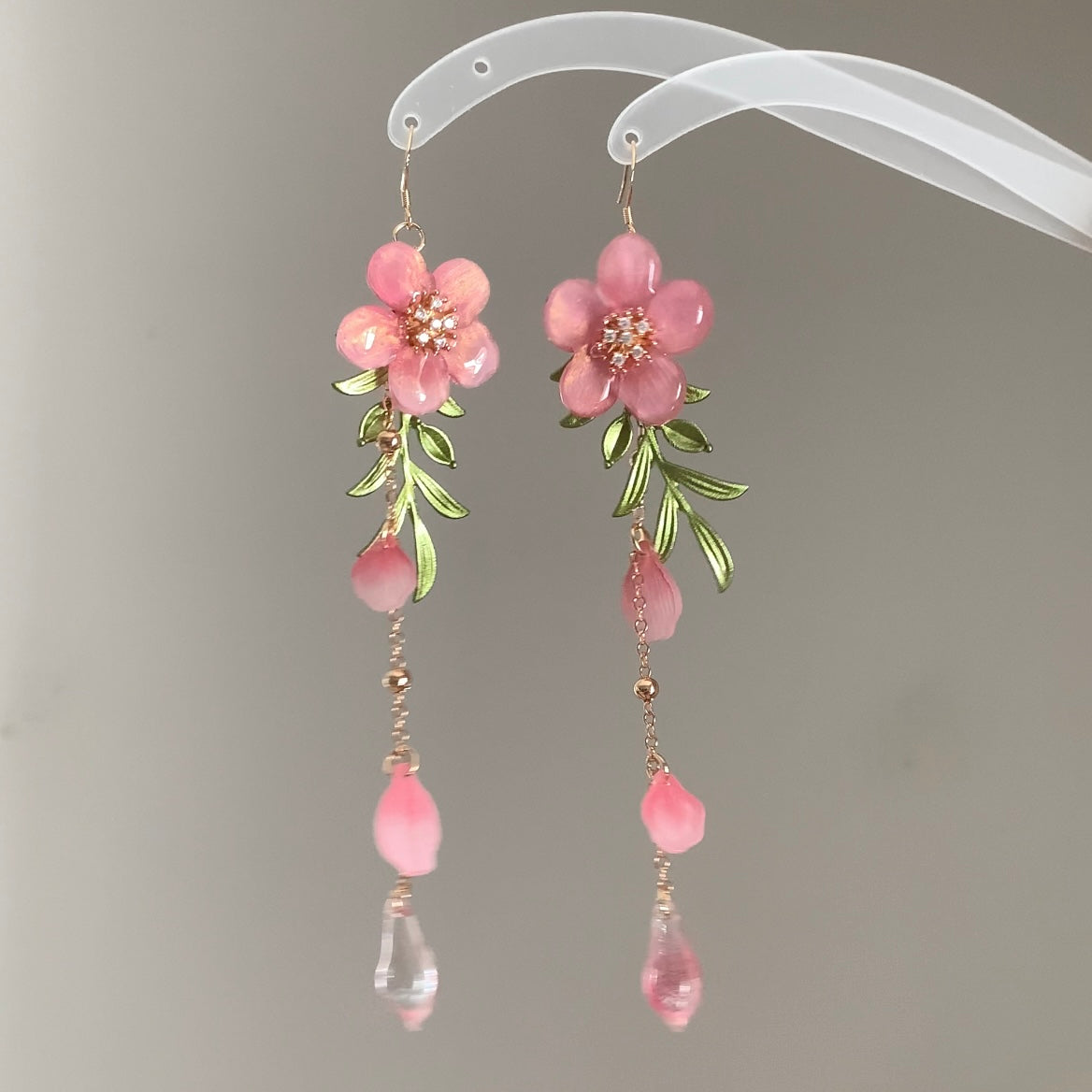 Peach Blossom Tassel Earrings