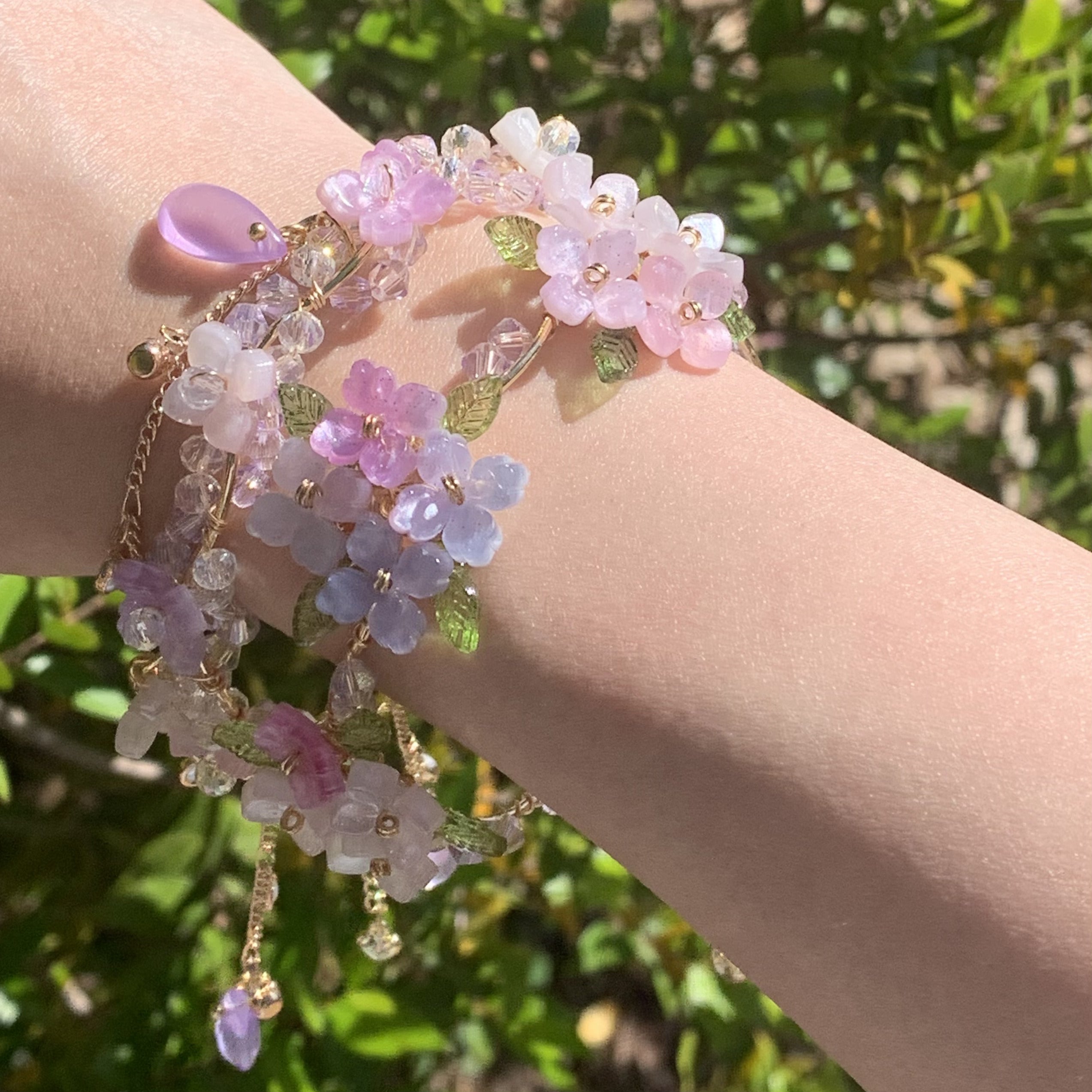 Purple Hydrangea Tassel Bracelet