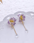 Resin Purple Iris Flower Earrings