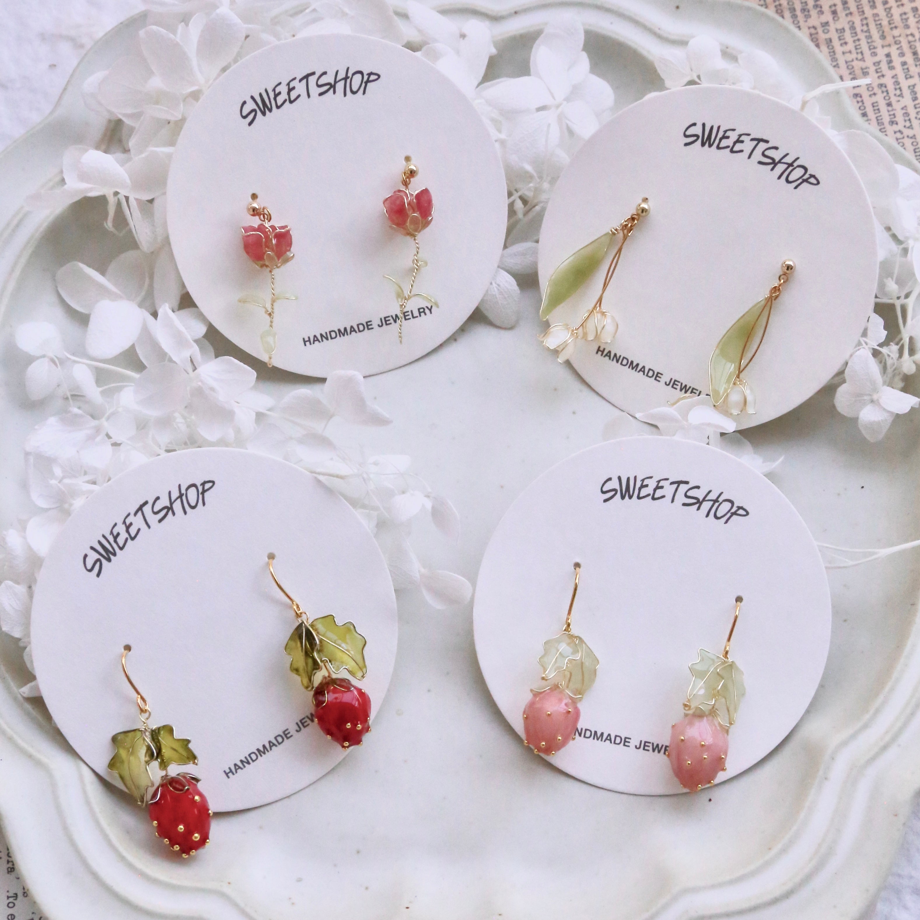 Resin Strawberry Earrings