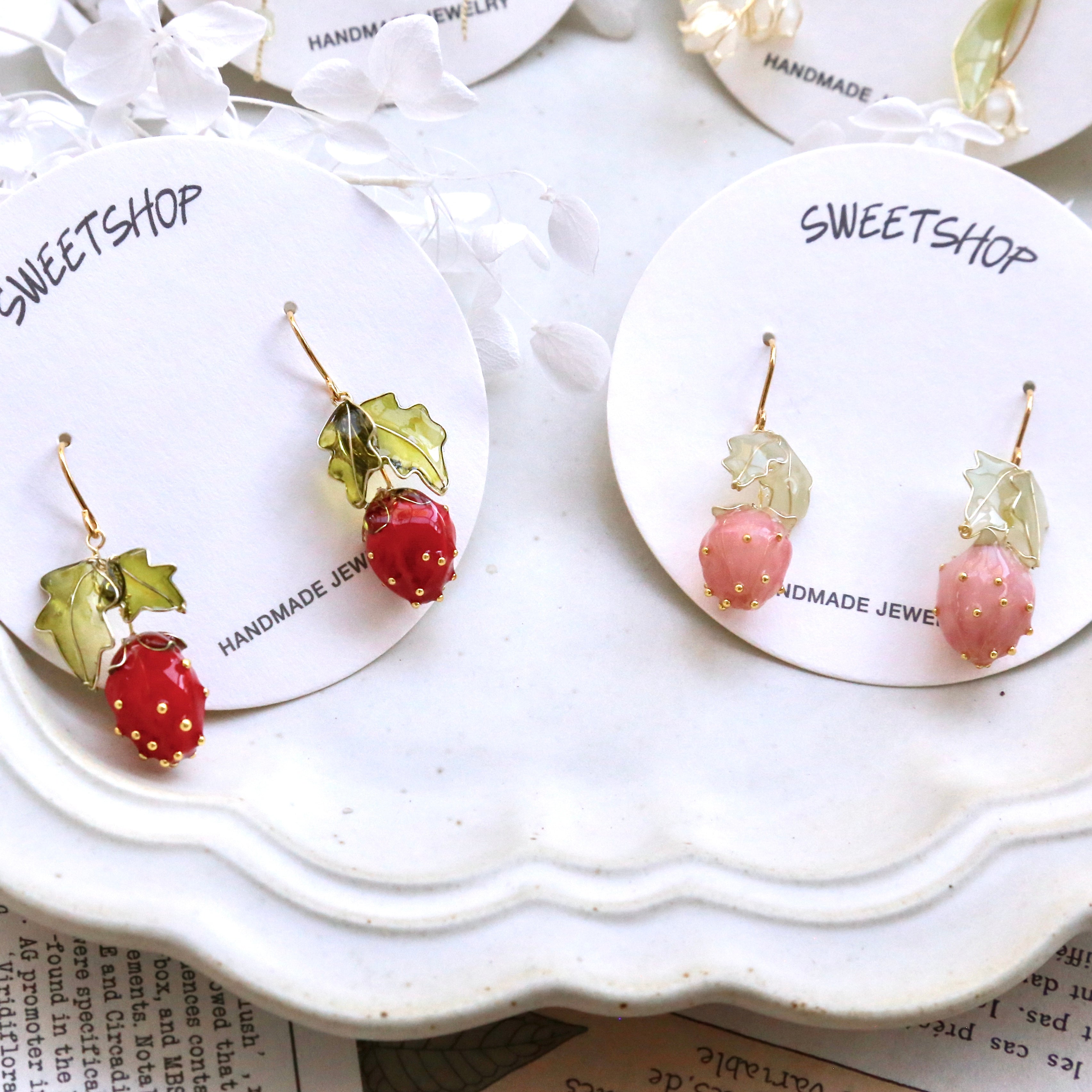 Resin Strawberry Earrings