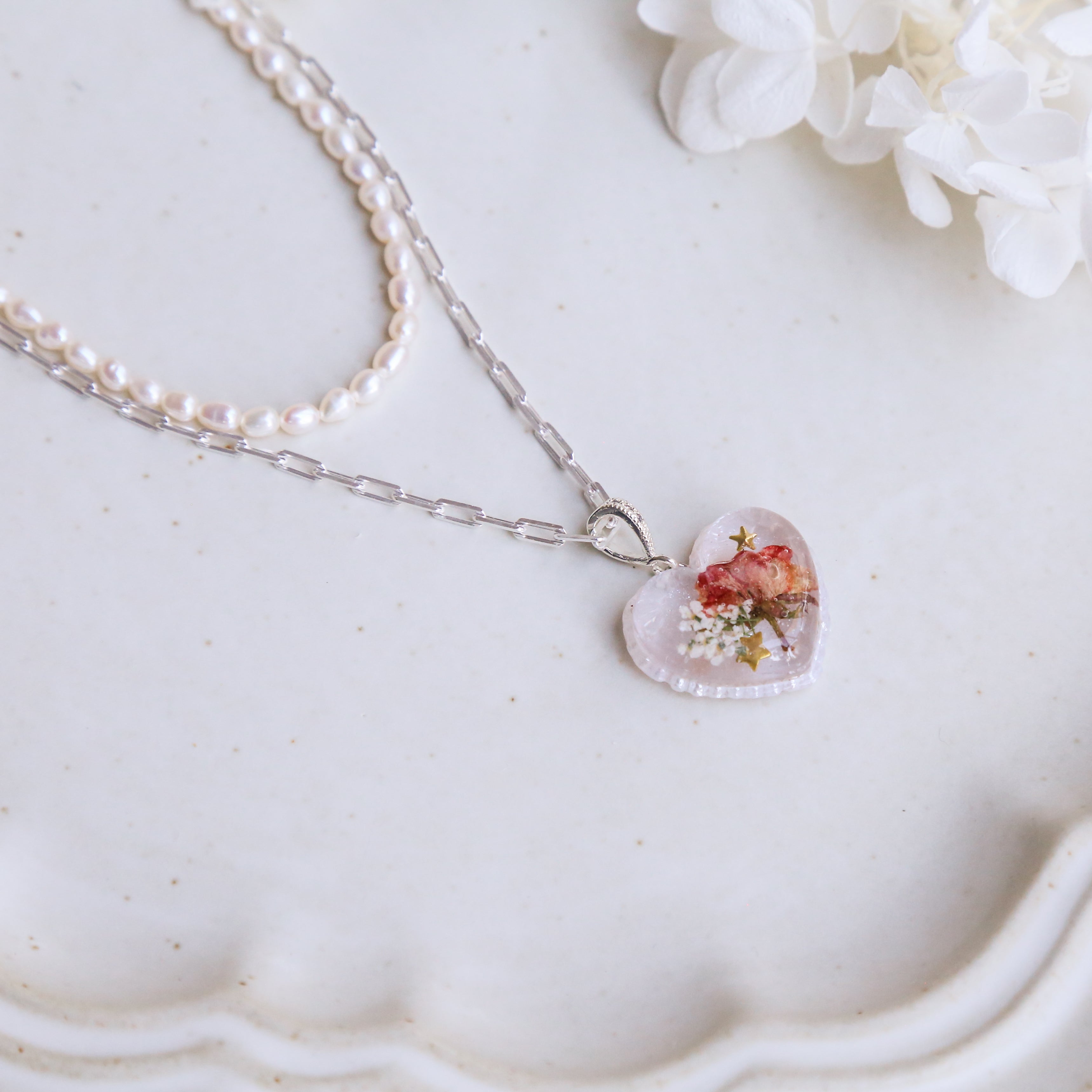 Dainty Rose Heart Necklaces