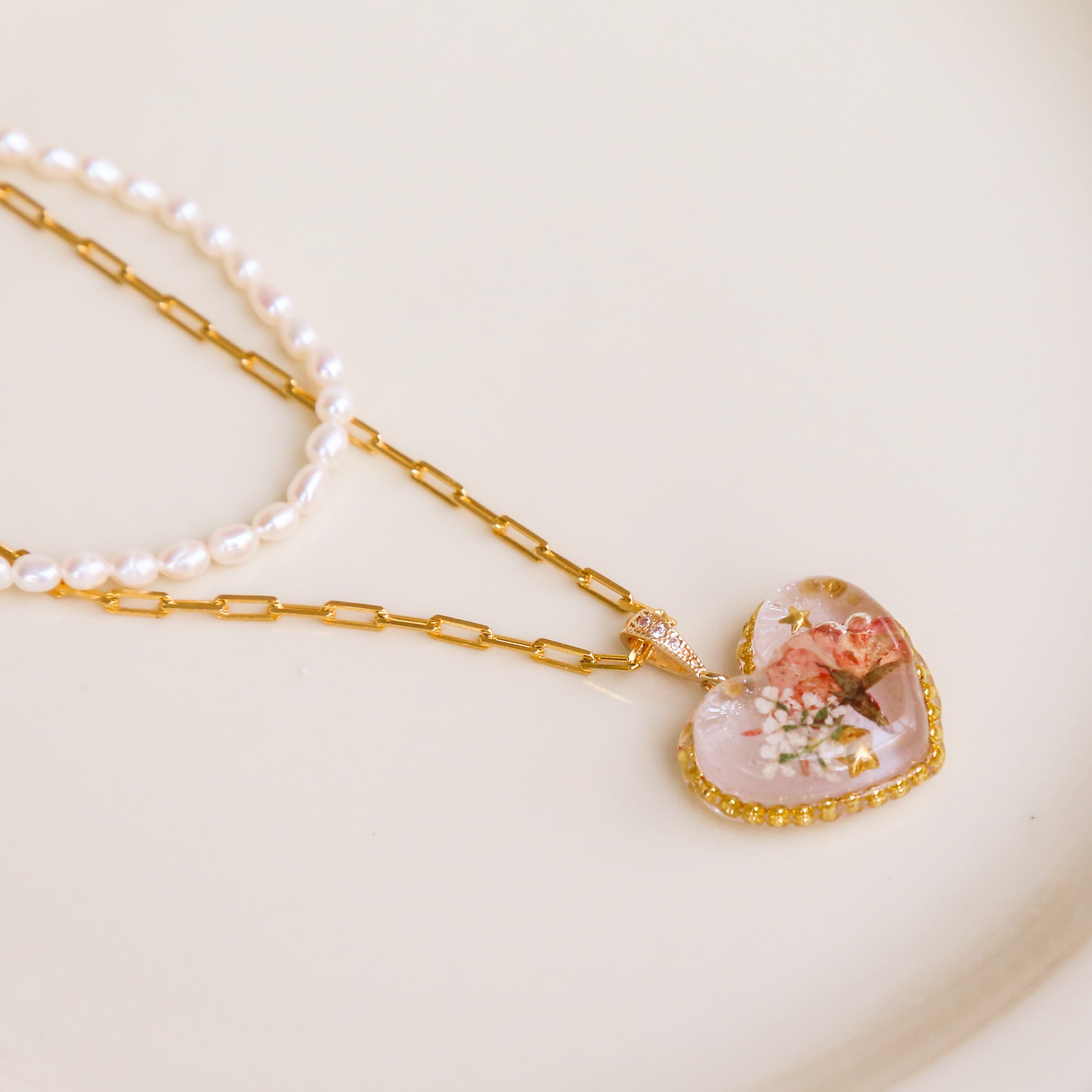 Dainty Rose Heart Necklaces