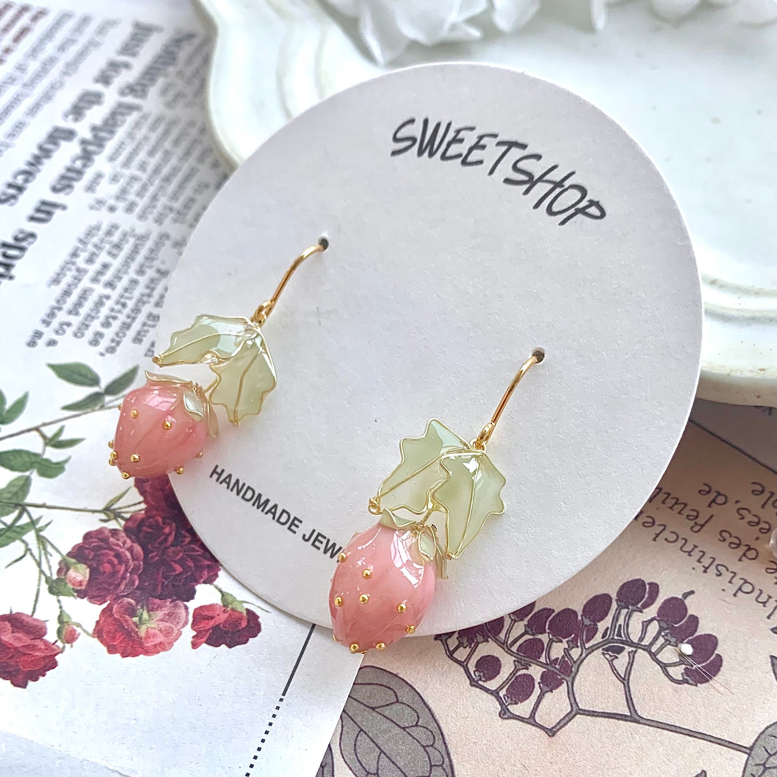 Resin Strawberry Earrings