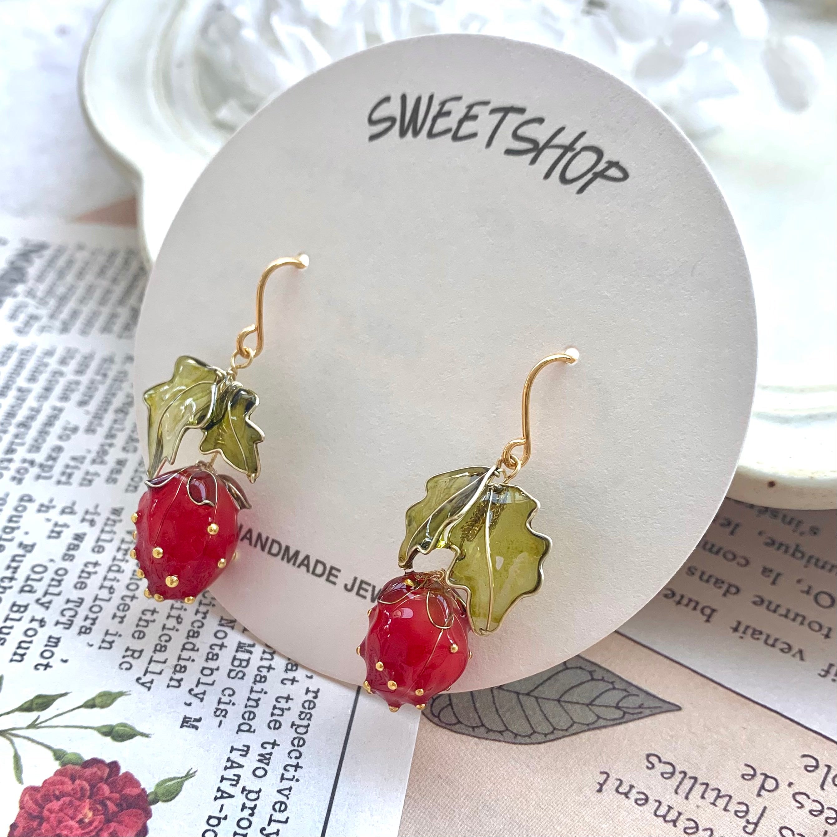 Resin Strawberry Earrings