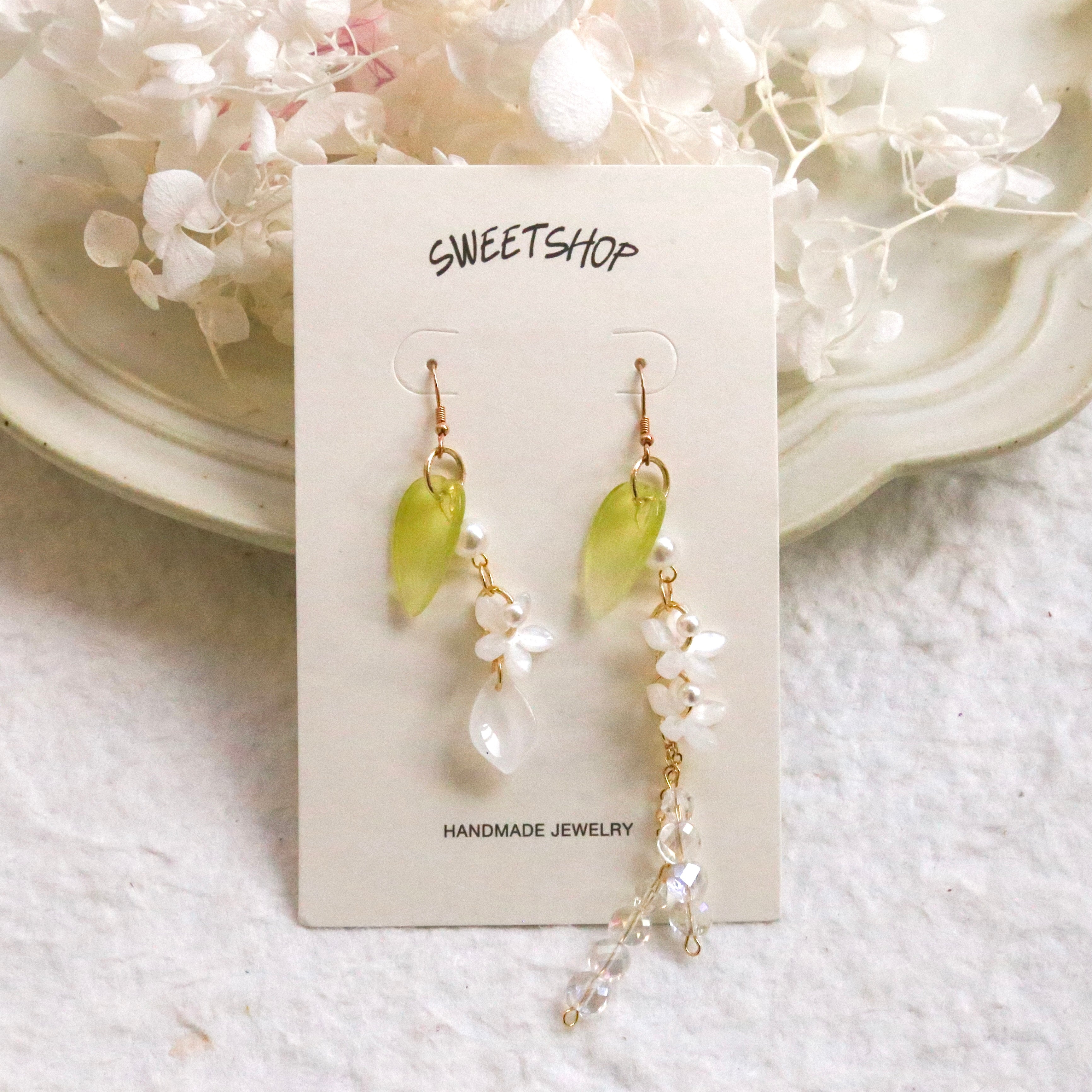 Glazed Leaf Flower Earrings