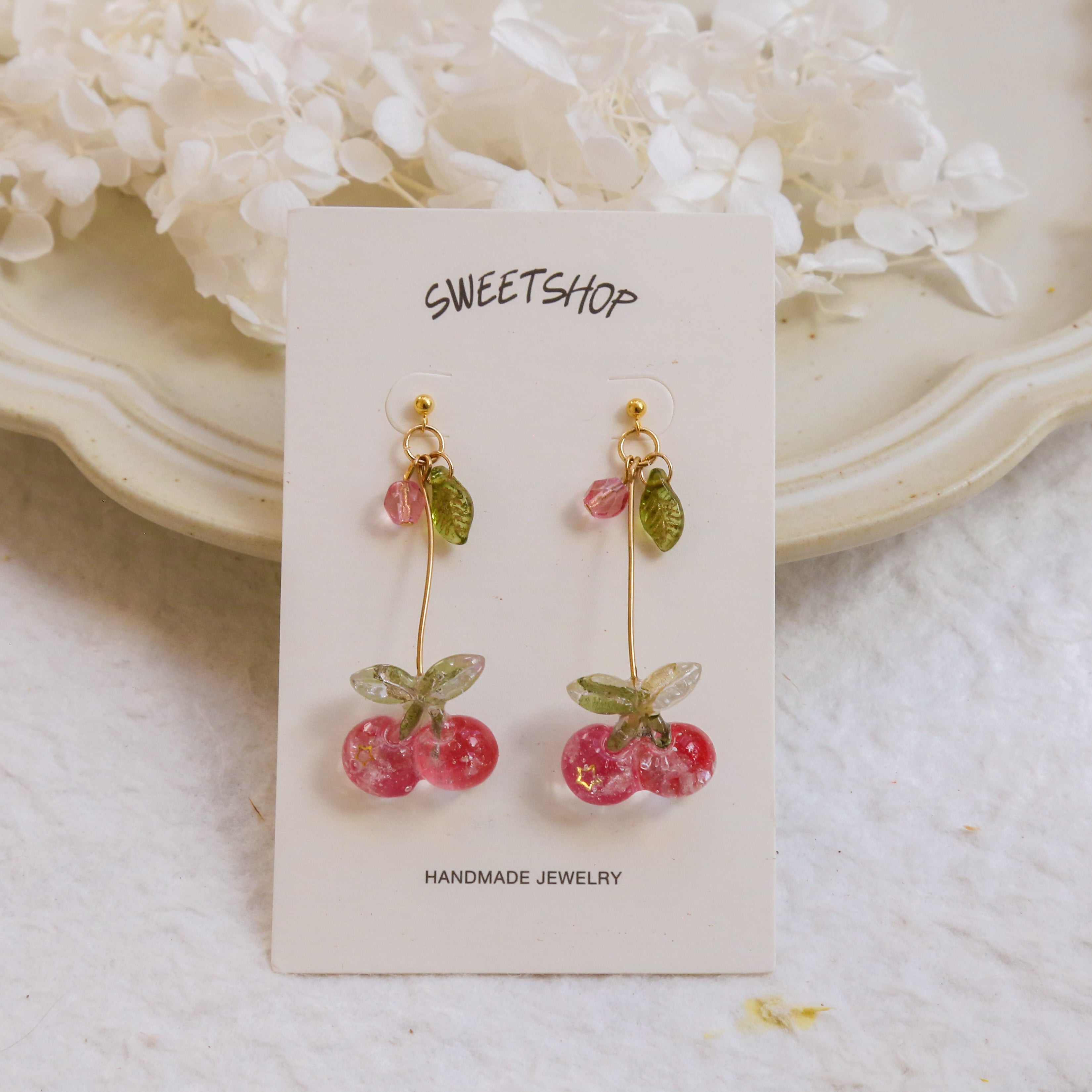Resin Cherry Earrings