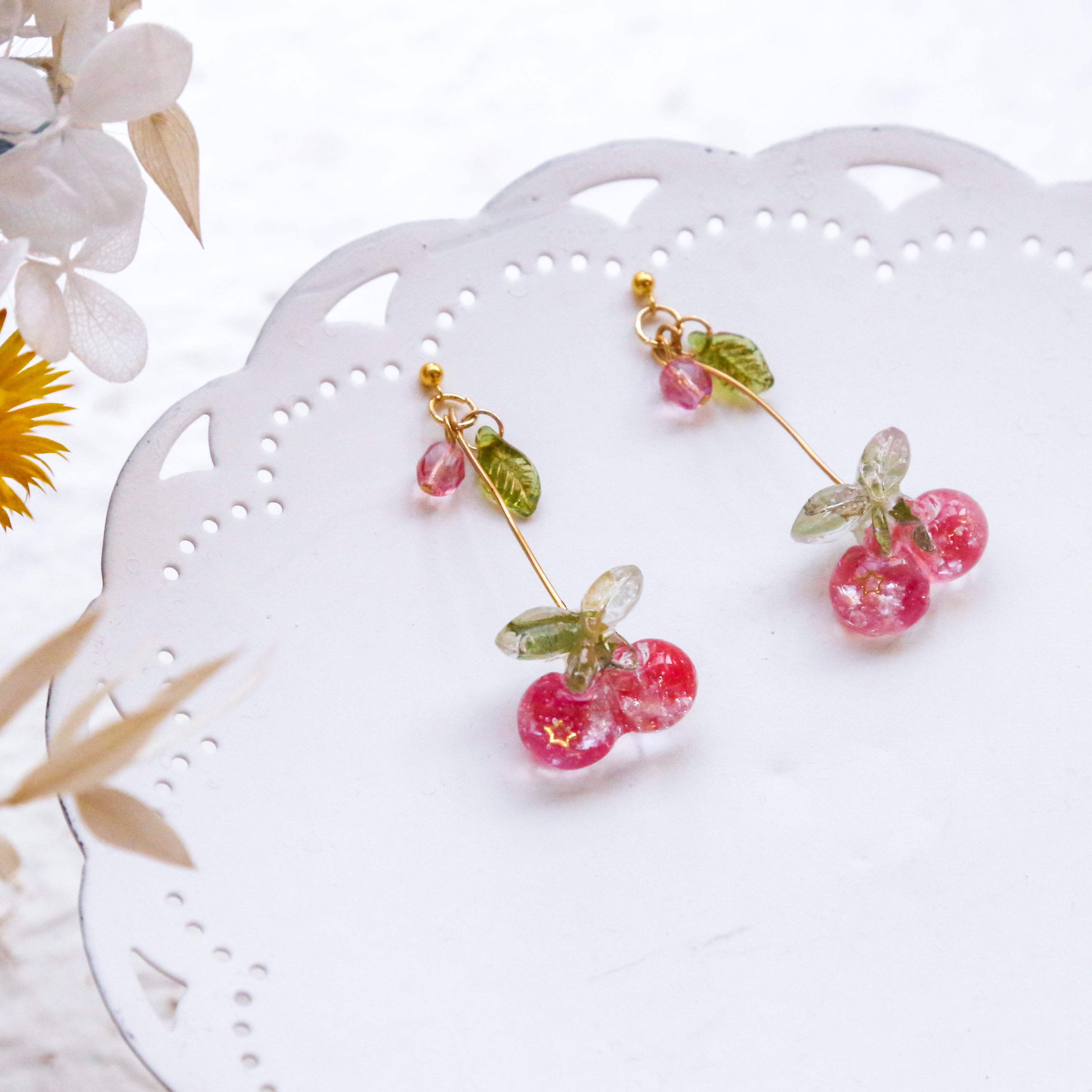 Resin Cherry Earrings